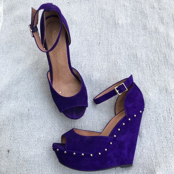 Purple and Gold Aldo wedges - Picture 2 of 7